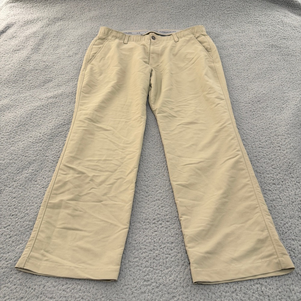 Under Armour Pants Mens 38x30 Khaki Tan Golf Straight Leg Stretch Performance